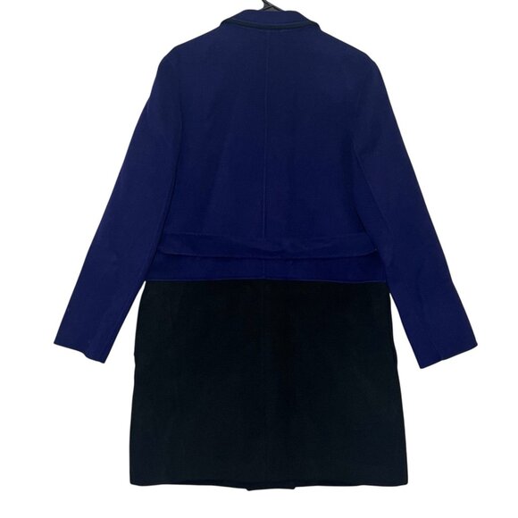 Diane Von Furstenberg Women’s Wool Trench Coat Jacket Size 8 Black Purple Luxury - Picture 3 of 14